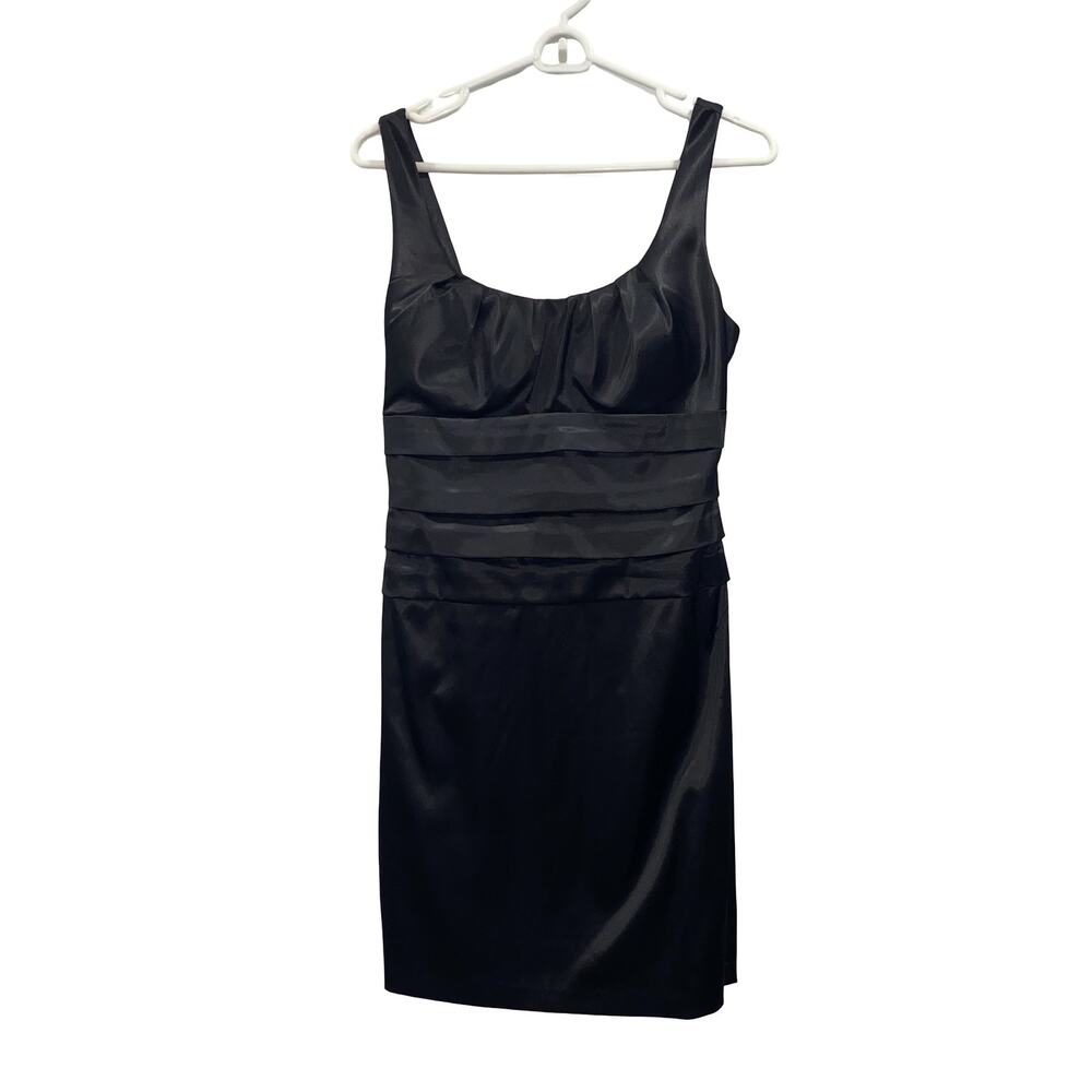 B. DARLIN Black Satin-like Sleeveless Bodycon Mini Party Dress Size 9 / 10